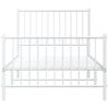 Cama Individual | Cama Para Adultos | Estructura Cama Metal Con Cabecero Y Pie Cama Blanca 90x190 Cm Cfw299664