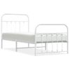 Cama Individual | Cama Para Adultos | Estructura Cama Metal Con Cabecero Y Pie Cama Blanca 90x190 Cm Cfw517532