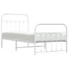 Cama Individual | Cama Para Adultos | Estructura Cama Metal Con Cabecero Y Pie Cama Blanca 90x190 Cm Cfw517532