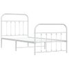 Cama Individual | Cama Para Adultos | Estructura Cama Metal Con Cabecero Y Pie Cama Blanca 90x190 Cm Cfw517532