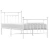 Cama Individual | Cama Para Adultos | Estructura Cama Metal Con Cabecero Y Pie Cama Blanca 90x190 Cm Cfw530799