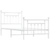 Cama Individual | Cama Para Adultos | Estructura Cama Metal Con Cabecero Y Pie Cama Blanca 90x190 Cm Cfw530799