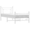 Cama Individual | Cama Para Adultos | Estructura Cama Metal Con Cabecero Y Pie Cama Blanca 90x190 Cm Cfw845011