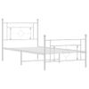 Cama Individual | Cama Para Adultos | Estructura Cama Metal Con Cabecero Y Pie Cama Blanca 90x190 Cm Cfw845011