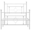 Cama Individual | Cama Para Adultos | Estructura Cama Metal Con Cabecero Y Pie Cama Blanca 90x190 Cm Cfw845011