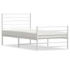 Cama Individual | Cama Para Adultos | Estructura Cama Metal Con Cabecero Y Pie Cama Blanca 90x190 Cm Cfw904010