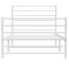 Cama Individual | Cama Para Adultos | Estructura Cama Metal Con Cabecero Y Pie Cama Blanca 90x190 Cm Cfw904010