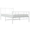 Cama Individual | Cama Para Adultos | Estructura Cama Metal Con Cabecero Y Pie Cama Blanca 90x190 Cm Cfw445558