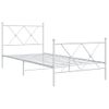 Cama Individual | Cama Para Adultos | Estructura Cama Metal Con Cabecero Y Pie Cama Blanca 90x190 Cm Cfw45534