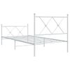 Cama Individual | Cama Para Adultos | Estructura Cama Metal Con Cabecero Y Pie Cama Blanca 90x190 Cm Cfw45534