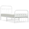 Cama Individual | Cama Para Adultos | Estructura Cama Metal Con Cabecero Y Pie Cama Blanca 90x200 Cm Cfw164965