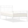 Cama Individual | Cama Para Adultos | Estructura Cama Metal Con Cabecero Y Pie Cama Blanca 90x200 Cm Cfw489311