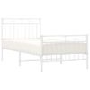 Cama Individual | Cama Para Adultos | Estructura Cama Metal Con Cabecero Y Pie Cama Blanca 90x200 Cm Cfw489311