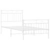 Cama Individual | Cama Para Adultos | Estructura Cama Metal Con Cabecero Y Pie Cama Blanca 90x200 Cm Cfw489311