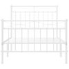 Cama Individual | Cama Para Adultos | Estructura Cama Metal Con Cabecero Y Pie Cama Blanca 90x200 Cm Cfw489311