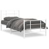 Cama Para Adulto | Cama Individual | Estructura Cama Metal Con Cabecero Y Pie Cama Blanca 90x200 Cm Cfw900943