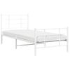 Cama Para Adulto | Cama Individual | Estructura Cama Metal Con Cabecero Y Pie Cama Blanca 90x200 Cm Cfw900943