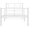 Cama Individual | Cama Para Adultos | Estructura Cama Metal Con Cabecero Y Pie Cama Blanca 90x200 Cm Cfw801522