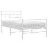 Cama Individual | Cama Para Adultos | Estructura Cama Metal Con Cabecero Y Pie Cama Blanca 90x200 Cm Cfw668356