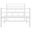 Cama Individual | Cama Para Adultos | Estructura Cama Metal Con Cabecero Y Pie Cama Blanca 90x200 Cm Cfw668356