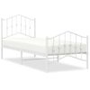 Cama Individual | Cama Para Adultos | Estructura Cama Metal Con Cabecero Y Pie Cama Blanca 90x200 Cm Cfw578708