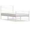 Cama Individual | Cama Para Adultos | Estructura Cama Metal Con Cabecero Y Pie Cama Blanca 90x200 Cm Cfw599848