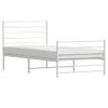 Cama Individual | Cama Para Adultos | Estructura Cama Metal Con Cabecero Y Pie Cama Blanca 90x200 Cm Cfw599848