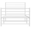 Cama Individual | Cama Para Adultos | Estructura Cama Metal Con Cabecero Y Pie Cama Blanca 90x200 Cm Cfw599848