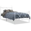 Cama Individual | Cama Para Adultos | Estructura Cama Metal Con Cabecero Y Pie Cama Blanca 90x200 Cm Cfw94669