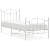 Cama Individual | Cama Para Adultos | Estructura Cama Metal Con Cabecero Y Pie Cama Blanca 90x200 Cm Cfw995015