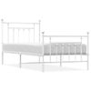 Cama Individual | Cama Para Adultos | Estructura Cama Metal Con Cabecero Y Pie Cama Blanca 90x200 Cm Cfw189272