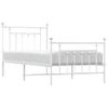 Cama Individual | Cama Para Adultos | Estructura Cama Metal Con Cabecero Y Pie Cama Blanca 90x200 Cm Cfw189272