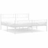 Cama Matrimonial | Cama Para Adultos | Estructura Cama Metal Con Cabecero Y Pie Cama Blanco 183x213 Cm Cfw196640