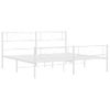 Cama Matrimonial | Cama Para Adultos | Estructura Cama Metal Con Cabecero Y Pie Cama Blanco 183x213 Cm Cfw196640