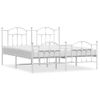 Cama Matrimonial | Cama Para Adultos | Estructura Cama Metal Con Cabecero Y Pie Cama Blanco 183x213 Cm Cfw591314