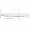 Cama Matrimonial | Cama Para Adultos | Estructura Cama Metal Con Cabecero Y Pie Cama Blanco 183x213 Cm Cfw864181