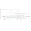 Cama Matrimonial | Cama Para Adultos | Estructura Cama Metal Con Cabecero Y Pie Cama Blanco 183x213 Cm Cfw864181