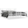 Cama Matrimonial | Cama Para Adultos | Estructura Cama Metal Con Cabecero Y Pie Cama Blanco 183x213 Cm Cfw552079