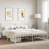 Cama Matrimonial | Cama Para Adultos | Estructura Cama Metal Con Cabecero Y Pie Cama Blanco 193x203 Cm Cfw232801