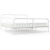 Cama Matrimonial | Cama Para Adultos | Estructura Cama Metal Con Cabecero Y Pie Cama Blanco 193x203 Cm Cfw592091