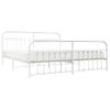 Cama Matrimonial | Cama Para Adultos | Estructura Cama Metal Con Cabecero Y Pie Cama Blanco 193x203 Cm Cfw592091