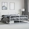 Cama Matrimonial | Cama Para Adultos | Estructura Cama Metal Con Cabecero Y Pie Cama Blanco 193x203 Cm Cfw592091