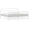 Cama Matrimonial | Cama Para Adultos | Estructura Cama Metal Con Cabecero Y Pie Cama Blanco 193x203 Cm Cfw619424