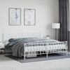 Cama Matrimonial | Cama Para Adultos | Estructura Cama Metal Con Cabecero Y Pie Cama Blanco 193x203 Cm Cfw615764