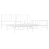 Cama Matrimonial | Cama Para Adultos | Estructura Cama Metal Con Cabecero Y Pie Cama Blanco 193x203 Cm Cfw615764