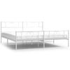 Cama Matrimonial | Cama Para Adultos | Estructura Cama Metal Con Cabecero Y Pie Cama Blanco 193x203 Cm Cfw691750