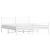 Cama Matrimonial | Cama Para Adultos | Estructura Cama Metal Con Cabecero Y Pie Cama Blanco 193x203 Cm Cfw699374