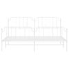 Cama Matrimonial | Cama Para Adultos | Estructura Cama Metal Con Cabecero Y Pie Cama Blanco 193x203 Cm Cfw967943