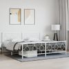 Cama Matrimonial | Cama Para Adultos | Estructura Cama Metal Con Cabecero Y Pie Cama Blanco 193x203 Cm Cfw67787