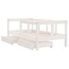 Cama Individual | Cama Infantil | Estructura Cama Niños Con Cajones Madera Pino Blanco 70x140 Cm Cfw237164